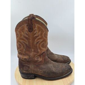 Double H 1595 Steel Toe Cowboy Boots Leather Brown 9.5 EE Western Rodeo Rancher